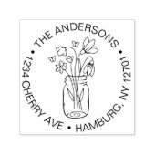 Leuk Bloemen Boeket Mason Jar Familie Zelfinktende Stempel (Design)