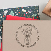 Leuk Bloemen Boeket Mason Jar Familie Zelfinktende Stempel