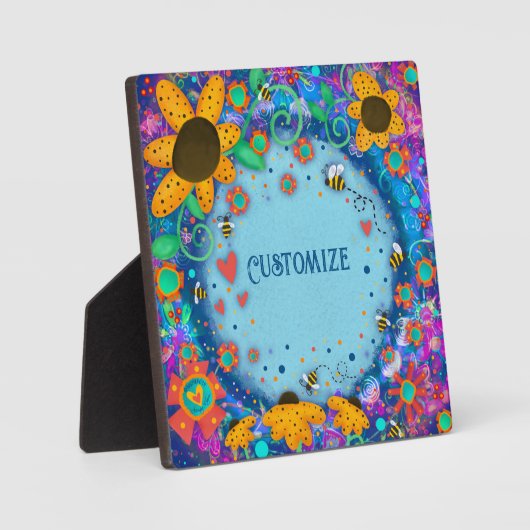 Leuk  Bloemen Bumblebee ONE WORD Custom Plaque Fotoplaat (Voorkant)