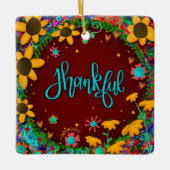 Leuk Bloemen Dankbaar Kleurrijke Inspirativiteit Keramisch Ornament (Voorkant)