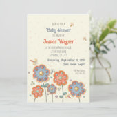 Leuk Bloemen DragonflyInspirivity Baby shower Kaart (Staand voorkant)