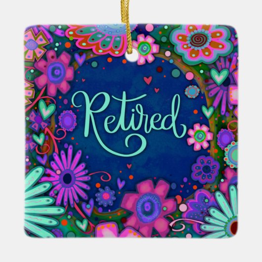 Leuk Bloemen Gepensioneerd Roze  Hart Inspirivity Keramisch Ornament (Voorkant)