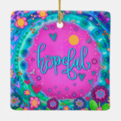 Leuk Bloemen Hopeful Roze  Hart Inspirativiteit Keramisch Ornament (Achterkant)