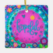 Leuk Bloemen Hopeful Roze  Hart Inspirativiteit Keramisch Ornament (Voorkant)