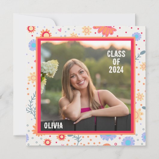 Leuk Bloemen Inspirivity Afstuderen Foto Custom Kaart (Achterkant)