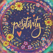 Leuk Bloemen Positiviteit Zwart Modern Sticker (Voorkant)