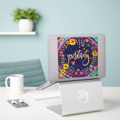 Leuk Bloemen Positiviteit Zwart Modern Sticker (Laptop op bureau)