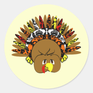 Leuk Bloemen Thanksgiving Diner Turkije Party Ronde Sticker