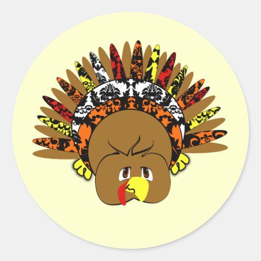 Leuk Bloemen Thanksgiving Diner Turkije Party Ronde Sticker (Voorkant)