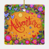 Leuk Bloemenavontuur Kleurrijke  harten Keramisch Ornament (Achterkant)
