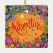 Leuk Bloemenavontuur Kleurrijke  harten Keramisch Ornament (Voorkant)