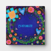 Leuk  Bloemenhart Blauw EEN WOORD Custom Fotoplaat (Voorkant)