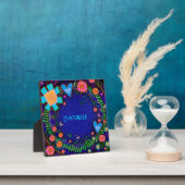 Leuk  Bloemenhart Blauw EEN WOORD Custom Fotoplaat (Insitu)