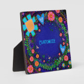 Leuk  Bloemenhart Blauw EEN WOORD Custom Fotoplaat (Voorkant)