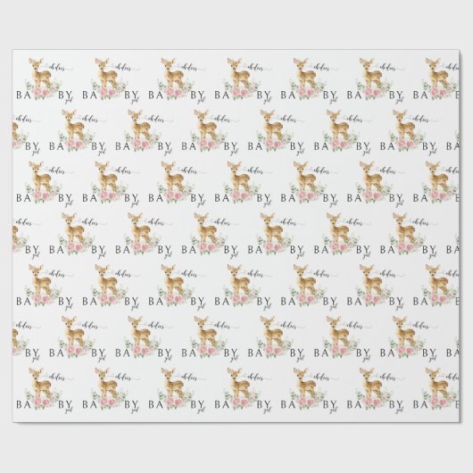 Leuk bloemenhert baby meisje douche wrapping papie cadeaupapier (Vlak)