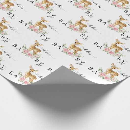 Leuk bloemenhert baby meisje douche wrapping papie cadeaupapier (Hoek)