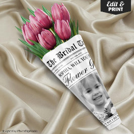 Leuk Bloemenmeisje Voorstel Krant Bloemenboeket Inpakpapier Vel