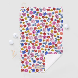 Leuk bloemenpatroon kleurrijke aangepaste golfhand golfhanddoek