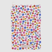 Leuk bloemenpatroon kleurrijke aangepaste golfhand golfhanddoek (Voorkant)