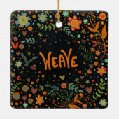 Leuk bloemenweefsel dat inspiratie stimuleert keramisch ornament (Achterkant)