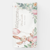 Leuk bloemig klein konijntje baby shower spandoek (Verticaal)