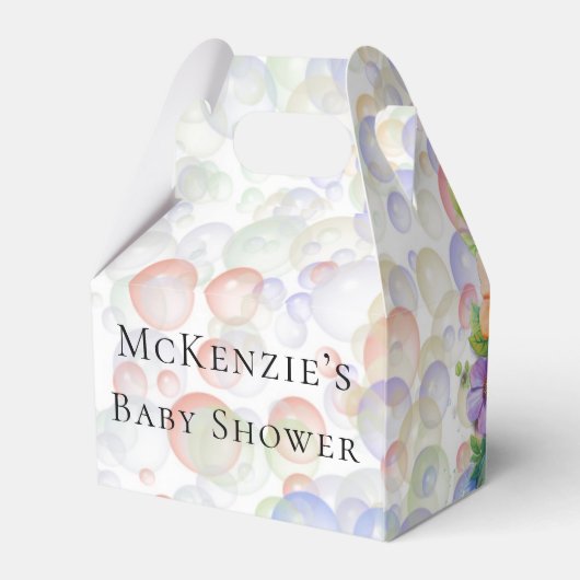 Leuk bloemig Zee schildpad en bubbels Baby shower Bedankdoosjes (Achterkant)