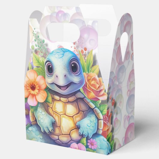 Leuk bloemig Zee schildpad en bubbels Baby shower Bedankdoosjes (Geopend)