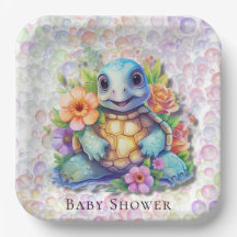 Leuk bloemig Zee schildpad en bubbels Baby shower
