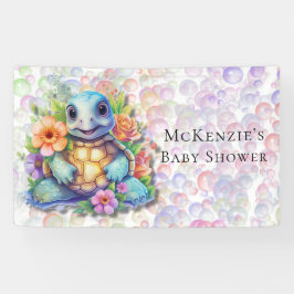 Leuk bloemig Zee schildpad en bubbels Baby shower Spandoek