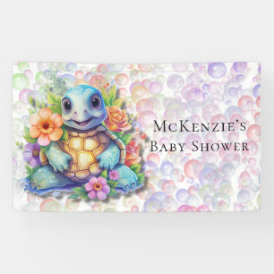 Leuk bloemig Zee schildpad en bubbels Baby shower Spandoek