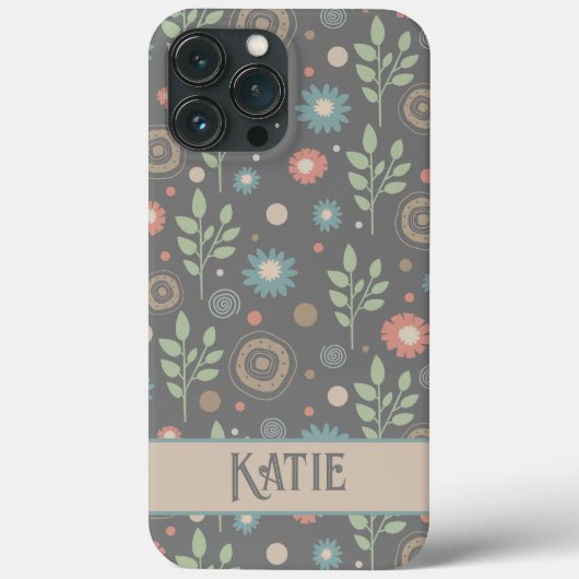 Leuk bloemmotief Gepersonaliseerde naam Fun Case-Mate iPhone Case (Achterkant)