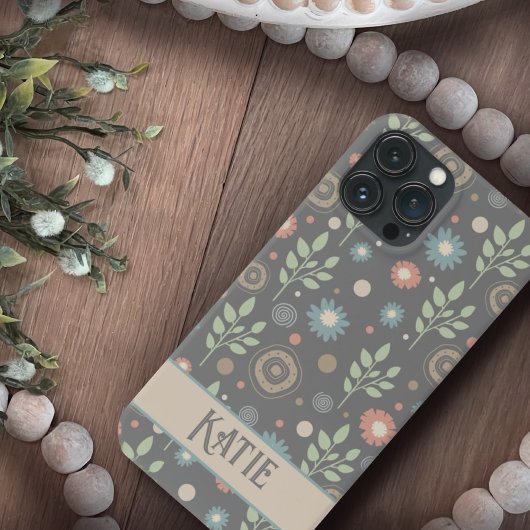Leuk bloemmotief Gepersonaliseerde naam Fun Case-Mate iPhone Case