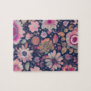 Leuk bloemmotief paarse bloemen legpuzzel