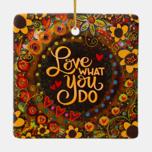 Leuk bloemrijk inspirerend leven Quote Inspirivity Keramisch Ornament (Achterkant)