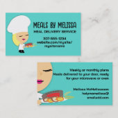 Leuk blond meisje chef steak diner biz kaarten visitekaartje (Voorkant / Achterkant)