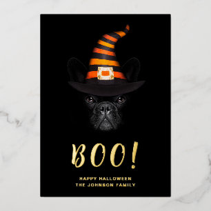 Leuk boek Halloween foto goud Folie Feestdagenkaart