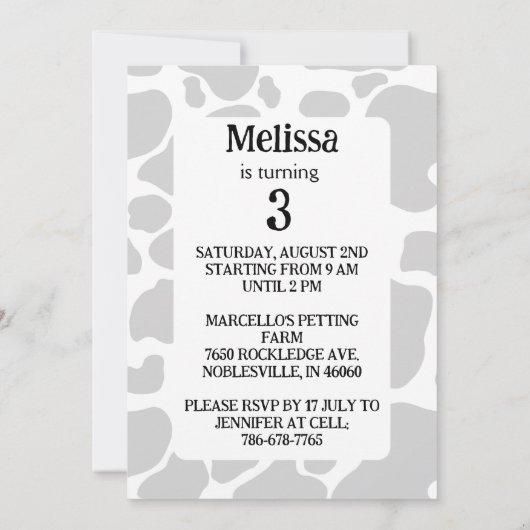 Leuk Boerderij Dier Thema Verjaardagsuitnodiging Kaart (Achterkant)