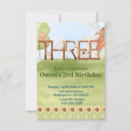 Leuk boerderij dierenboerenerf derde verjaardag kaart