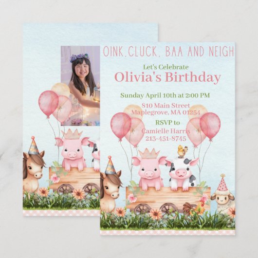 Leuk boerderij dierenboerenerf verjaardag kaart (Voorkant / Achterkant)