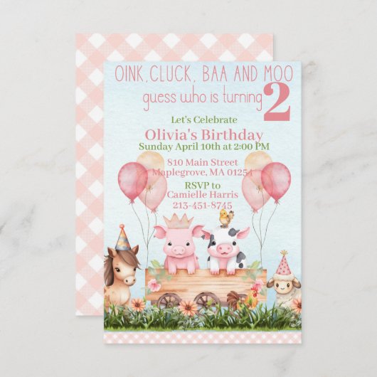 Leuk boerderij dierenboerenerf verjaardag kaart (Voorkant / Achterkant)
