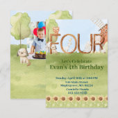 Leuk boerderij dierenboerenerf vierde verjaardag kaart (Voorkant / Achterkant)