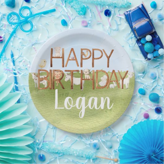 Leuk boerderij dierenverjaardag papieren bordje (Feest)