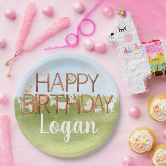 Leuk boerderij dierenverjaardag papieren bordje (Feest)