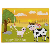leuk Boerderij Happy Birthday-dieren Groot Cadeauzakje (Voorkant)