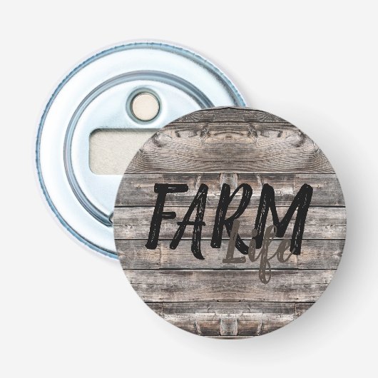 leuk BOERDERIJ LIFE in script | Button Flesopener (Voorkant)