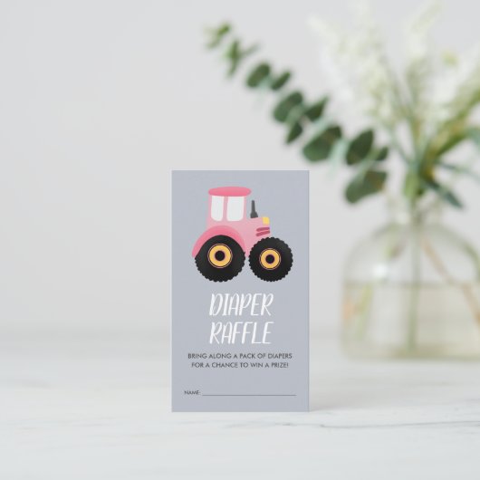 Leuk Boerderij Meisjes Baby shower Luier Raffle Informatiekaartje (Staand voorkant)
