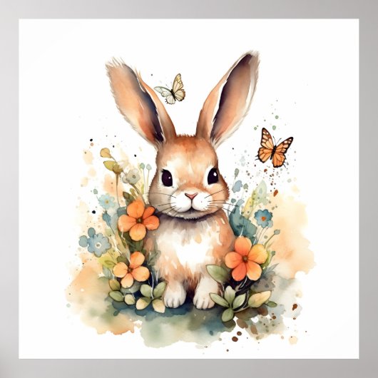 Leuk bos baby bunny pints kinderkamer kunst poster (Voorkant)