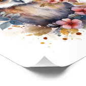 Leuk Bos Baby Uil met Bloemen voor Kinderkamer Foto Afdruk (Hoek)