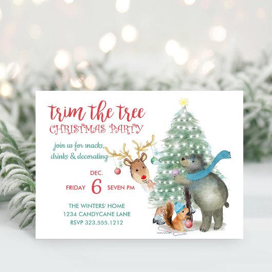 Leuk bos vrienden boom trimmen kerstfeest kaart