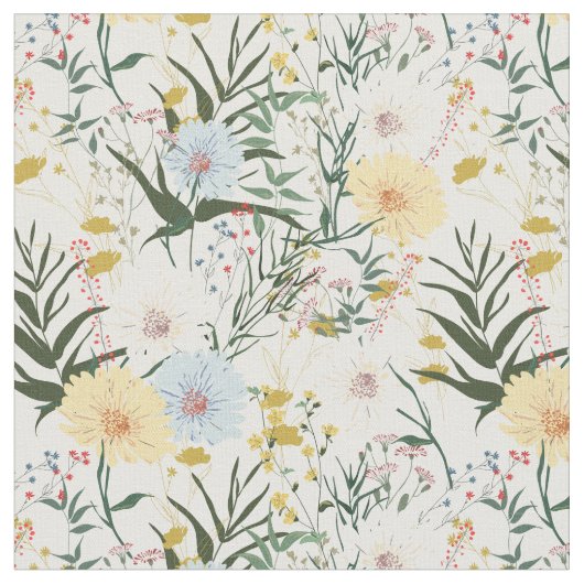 Leuk botanisch ivoor en blauw l wit stof (Close Up)